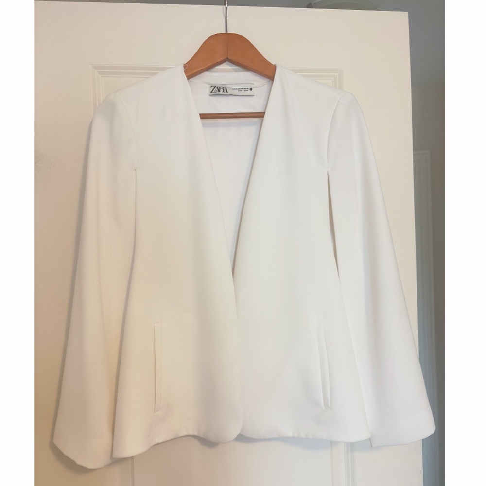 Zara White Cape Blazer